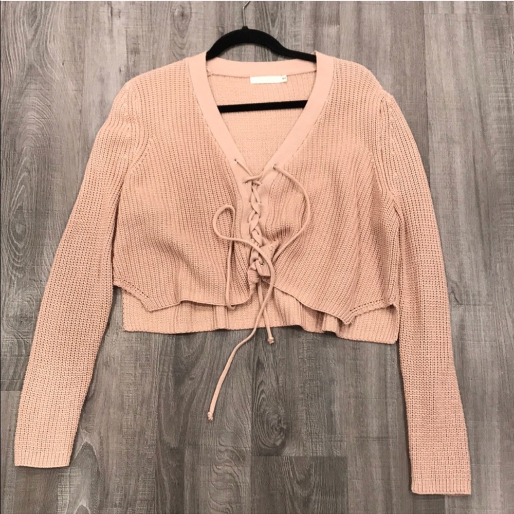 LF Lace Up Sweater